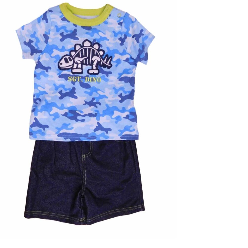 Baby Boys 2-Piece Camouflage Dinosaur T-Shirt & Short Set nwt